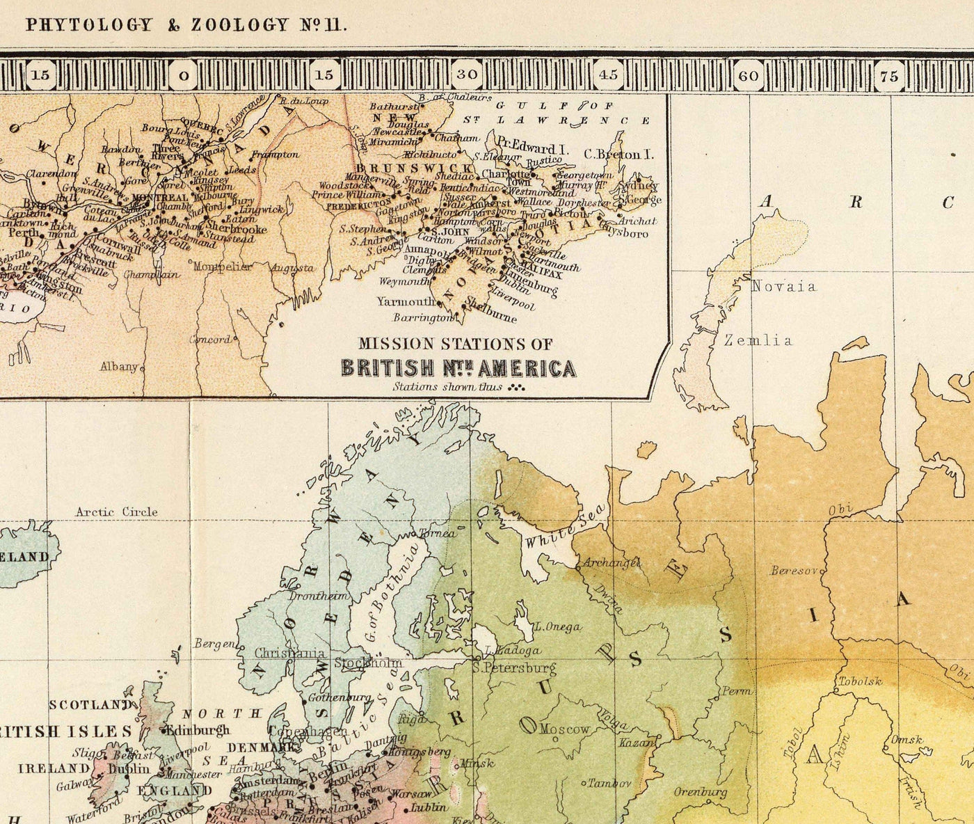 Old Religion World Map, 1854 - Religiöse Überzeugungen im 19. Jahrhundert - Buddhisten, Protestanten, Katholiken, Muslime, Juden, Heiden