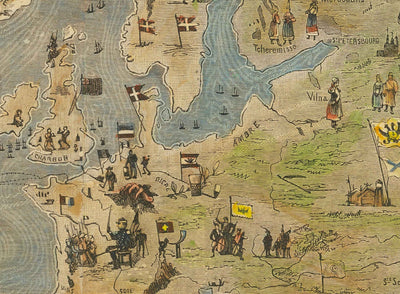 Alte Weltkarte, 1876 - "Ein Tour der Welt" von Le Monde - Erkundung des 19. Jahrhunderts, Geschichte, Kolonialismus