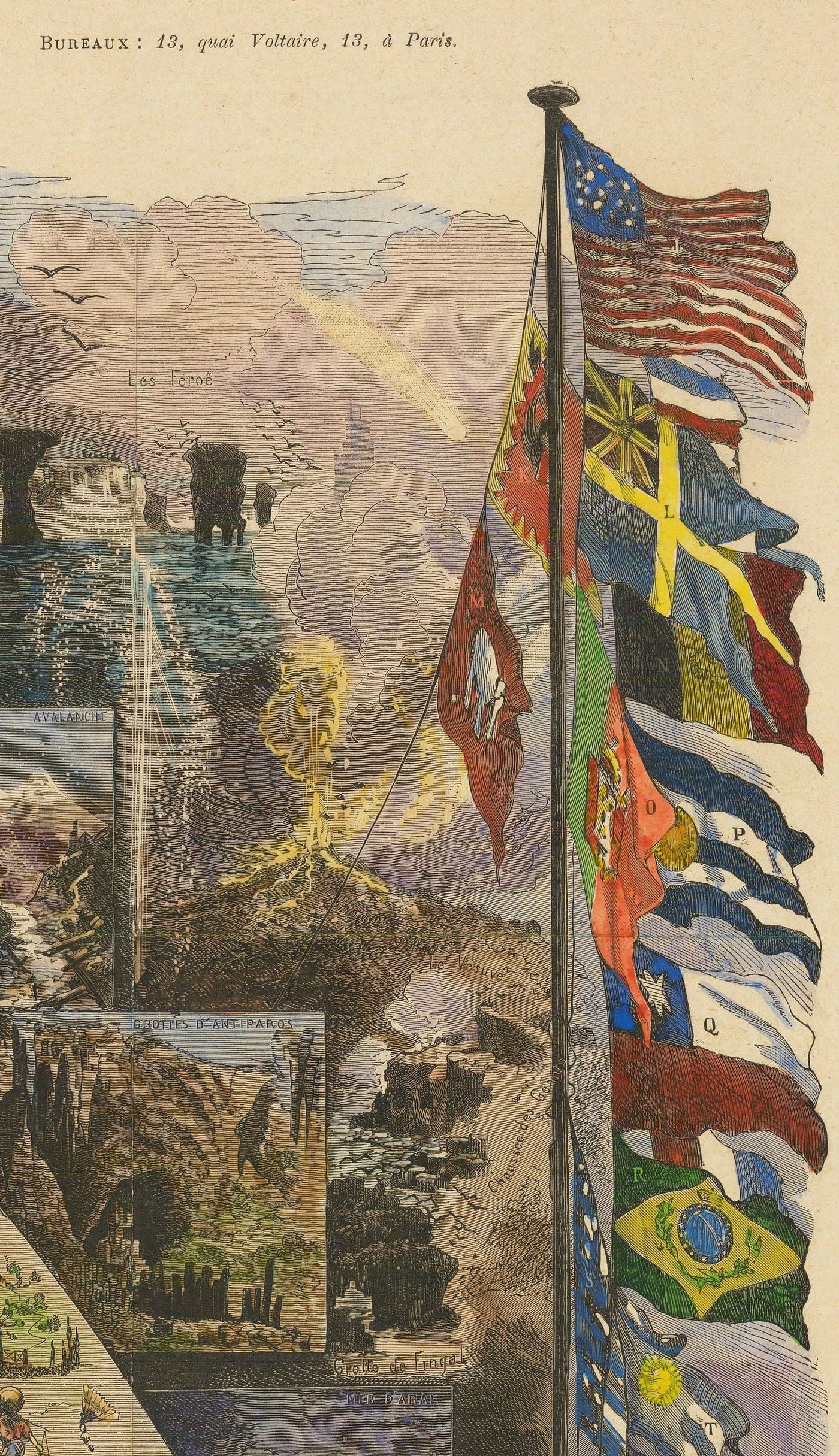 Alte Weltkarte, 1876 - "Ein Tour der Welt" von Le Monde - Erkundung des 19. Jahrhunderts, Geschichte, Kolonialismus