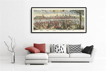 Mappa antica di Istanbul (Costantinopoli) 1720 di Wolff - Architettura ottomana, bizantina - Palazzo Topkapi, Santa Sofia, Moschee 