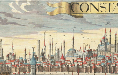 Old Map of Istanbul (Constantinople) 1720 by Wolff - Ottoman, Byzantine Architecture - Topkapi Palace, Hagia Sophia, Mosques