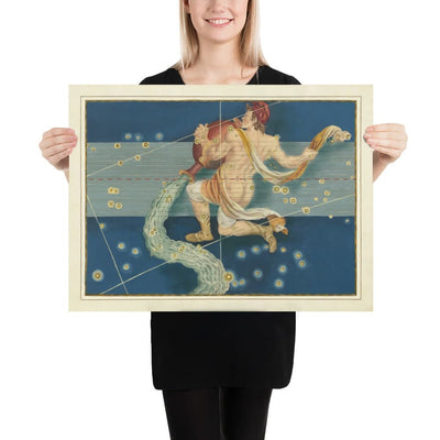Alte Sternkarte des Wassermanns, 1603 von Johann Bayer - Zodiac Astrology Diagramm - Das Wasserträger -Horoskopzeichen