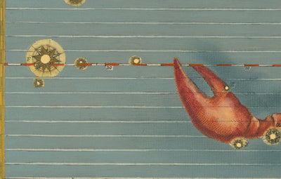 Alte Sternkarte von Krebs, 1603 von Johann Bayer - Zodiac Astrology Diagramm - Das Krabbenhoroskop -Zeichen