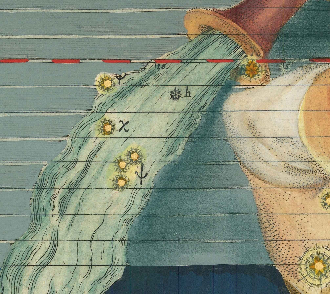 Alte Sternkarte des Wassermanns, 1603 von Johann Bayer - Zodiac Astrology Diagramm - Das Wasserträger -Horoskopzeichen