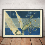 Old Star Map of Scorpio, 1603 by Johann Bayer - Zodiac Astrology Chart - The Scorpion Horoscope Sign