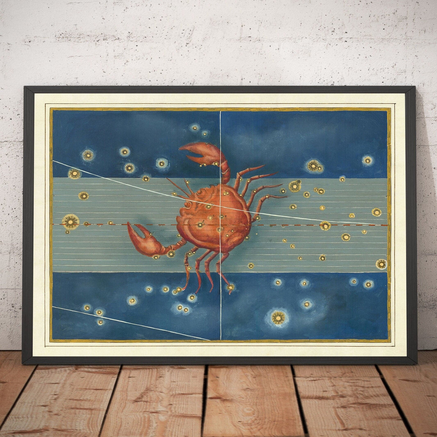 Old Star Map of Cancer, 1603 by Johann Bayer - Zodiac Astrology Chart - The Crab Horoscope Sign