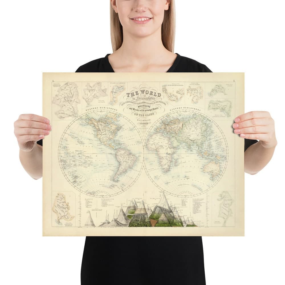 Old World Map, 1872 by Fullarton - Victorian Double Hemisphere Project ...