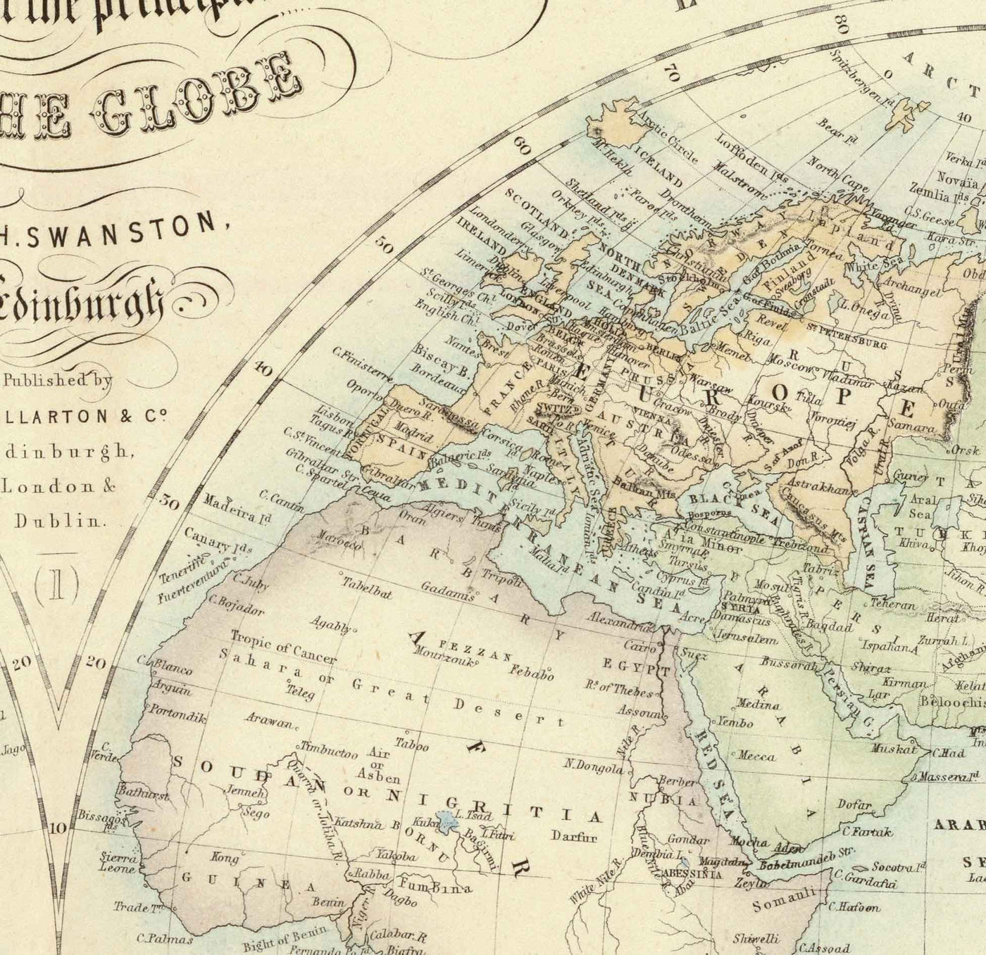 Old World Map, 1872 by Fullarton - Victorian Double Hemisphere Project ...