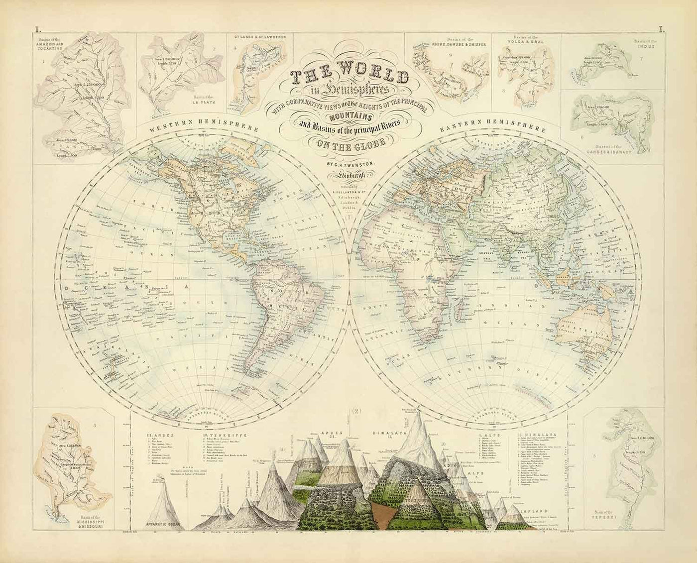 Old World Map, 1872 by Fullarton - Victorian Double Hemisphere Project ...