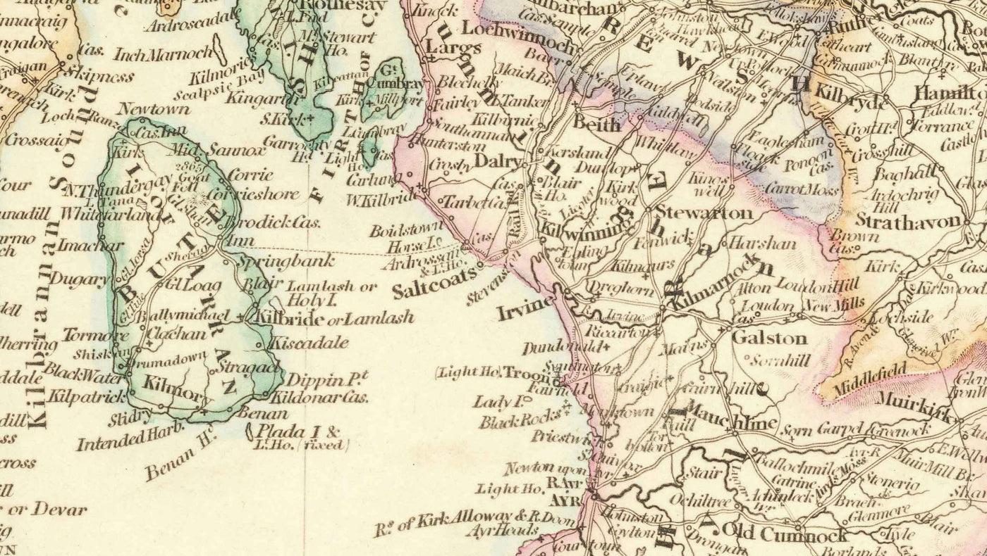 Ancienne carte d'Écosse, 1846 par Arrowsmith - Magnifique atlas victorien coloré à la main - Comtés, villes, routes