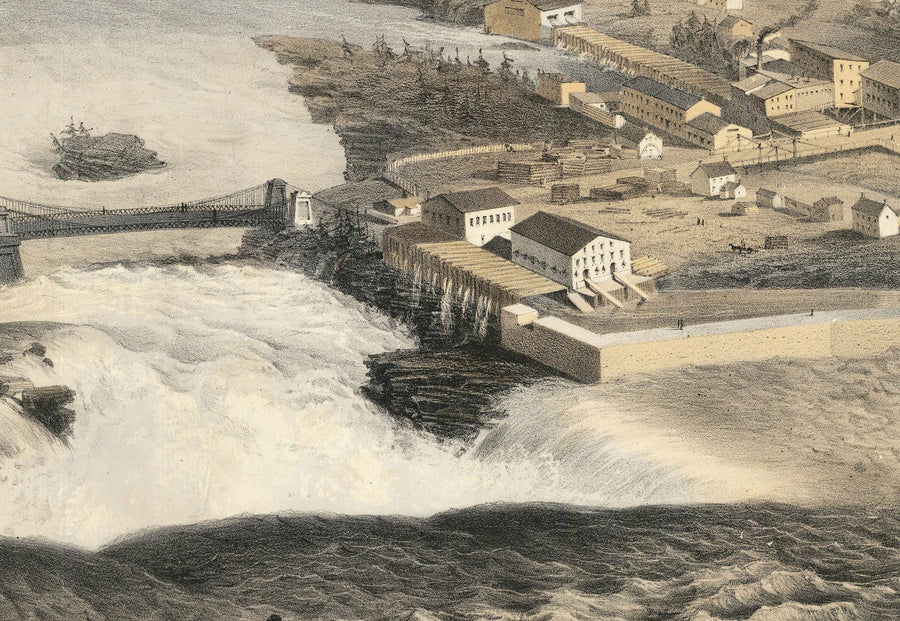 Mappa Antica di Ottawa, 1859 di Laver & Stent - Capitale Coloniale del Canada - Hull Quebec, Centro, Bytown, Mercato di Byward 