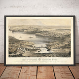 Old Map of Ottawa, 1859 by Laver & Stent - Colonial Canada Capital - Hull Quebec, Downtown, Bytown, Byward Market