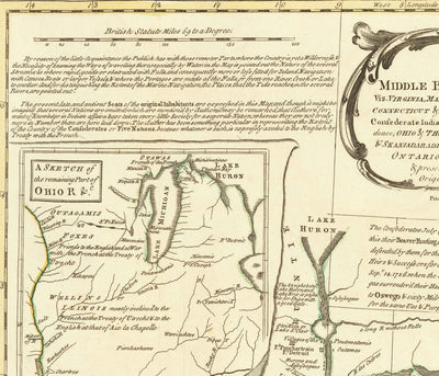 Old Map of British Colonies in America 1755 by Evans & Bowles - European and Native Settlements, Pre-Independence USA