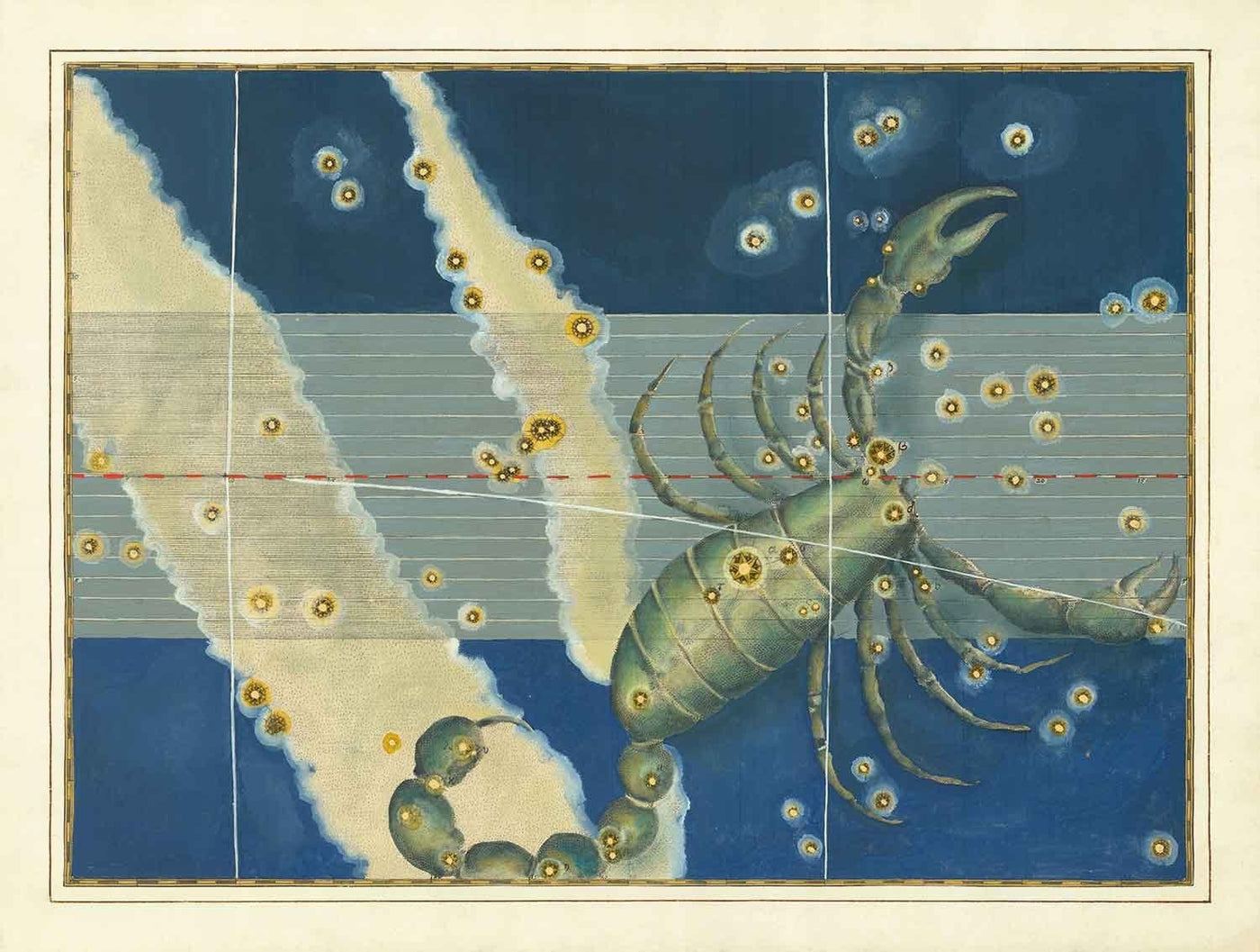 Antiguo mapa estelar de Escorpio, 1603 por Johann Bayer - Carta astrológica del zodiaco - El signo del horóscopo Escorpión