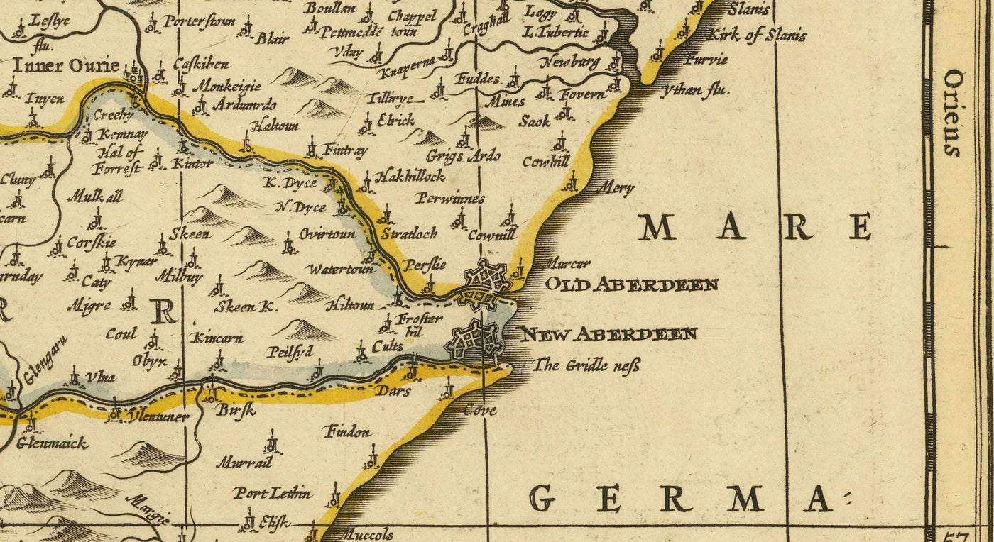 Alte Karte von Aberdeen, Inverness, Moray & Angus, 1690 - Dundee, Perth, Fraserburgh, Loch Ness, Schottische Highlands
