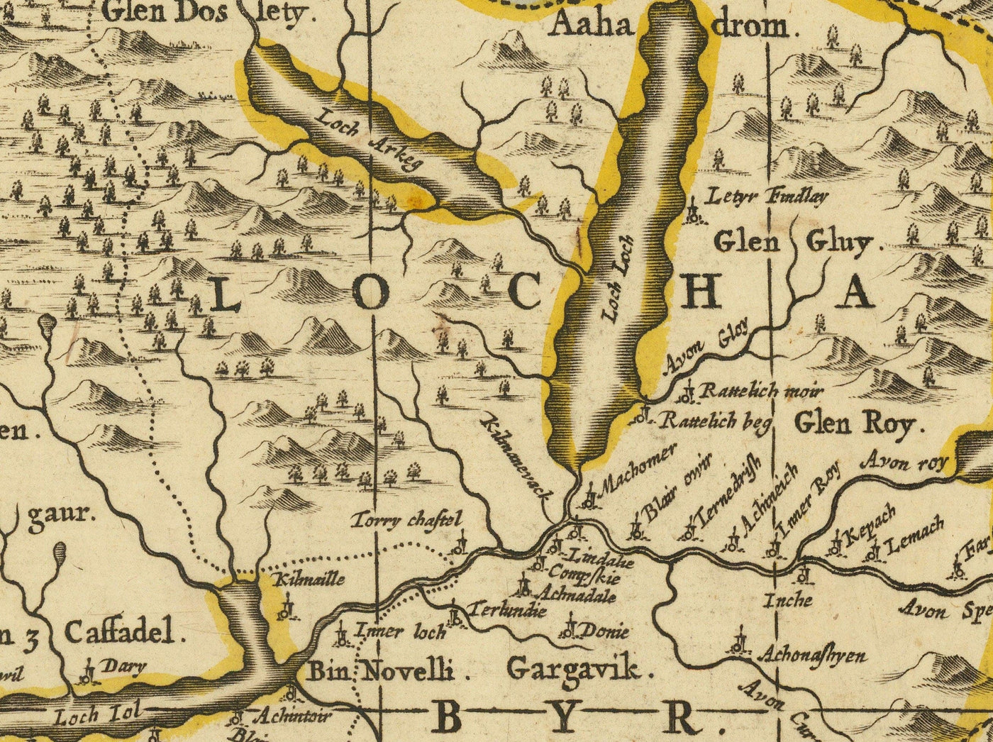 Ancienne carte des Hébrides intérieures et extérieures, Mull et Skye, 1690 - Lochaber, Uist, Harris, Barra, Îles, Lochs