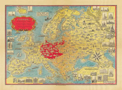 Karte der zweiten Weltkrieg, 1939 von Ernest Dudley Chase - Hitlers Traum von Expansion - Nazi -Deutschland Territory