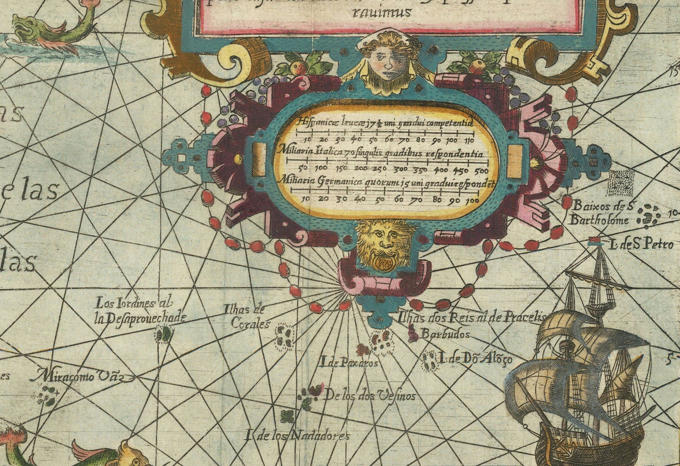 Alte Spice Isles Karte in Südostasien, 1598 von Wolfe - niederländische Ostindien - Indonesien, Borneo, Seemonster