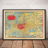 World War 2 Map, 1939 by Ernest Dudley Chase - Hitler's Dream of Expansion - Nazi Germany Territory