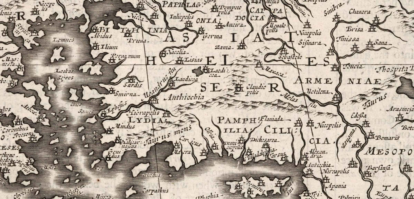 Old Roman Empire Map, 1676 par John Speed ​​- Méditerranée, Byzantine, Moyen-Orient, Afrique du Nord