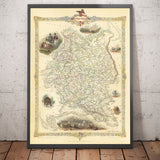Old Map of the Russian Empire in Europe, 1851 - Moscow, Napoleon, Finland, Crimea, Ukraine, Minsk, St Petersburg