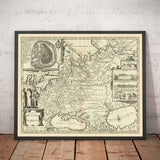 Old Map of Russia, 1676 par John Speed ​​- Peter the Great's Russian Empire, Old Europe, Moscou, Kiev, Tatars, Ukraine