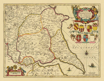 Old Map of East Yorkshire, 1690 - Hull, Bridlington, Goole, Beverley, Hornsea, Driffield, Howden
