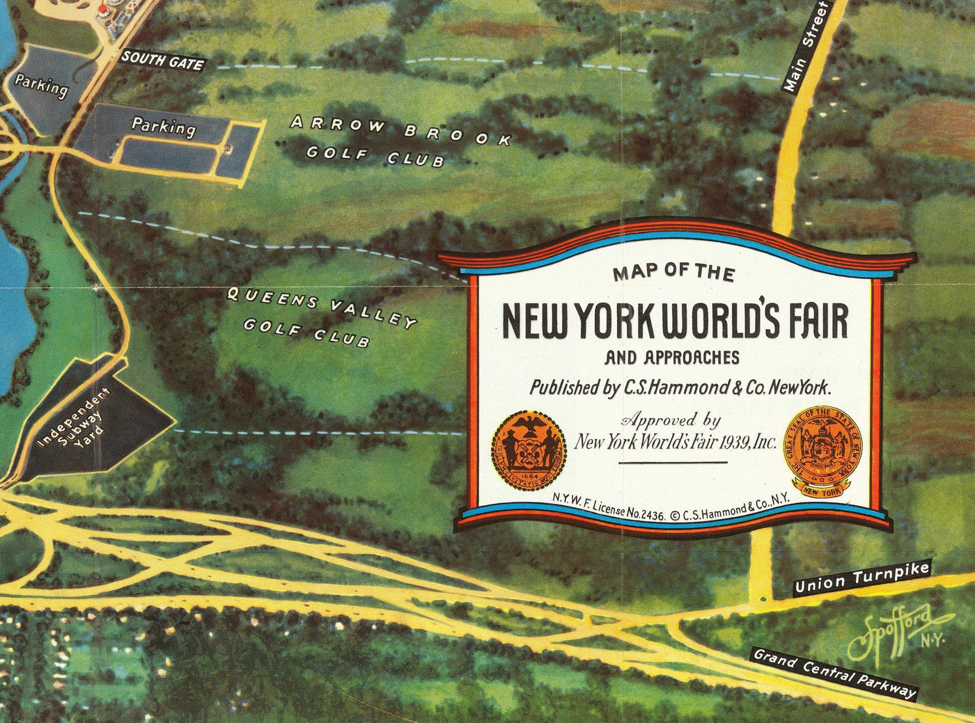 New York World's Fair, 1939 von Spofford - Alte Bildkarte von Manhattan, New Jersey, U-Bahn, Eisenbahn, Flushing Meadows