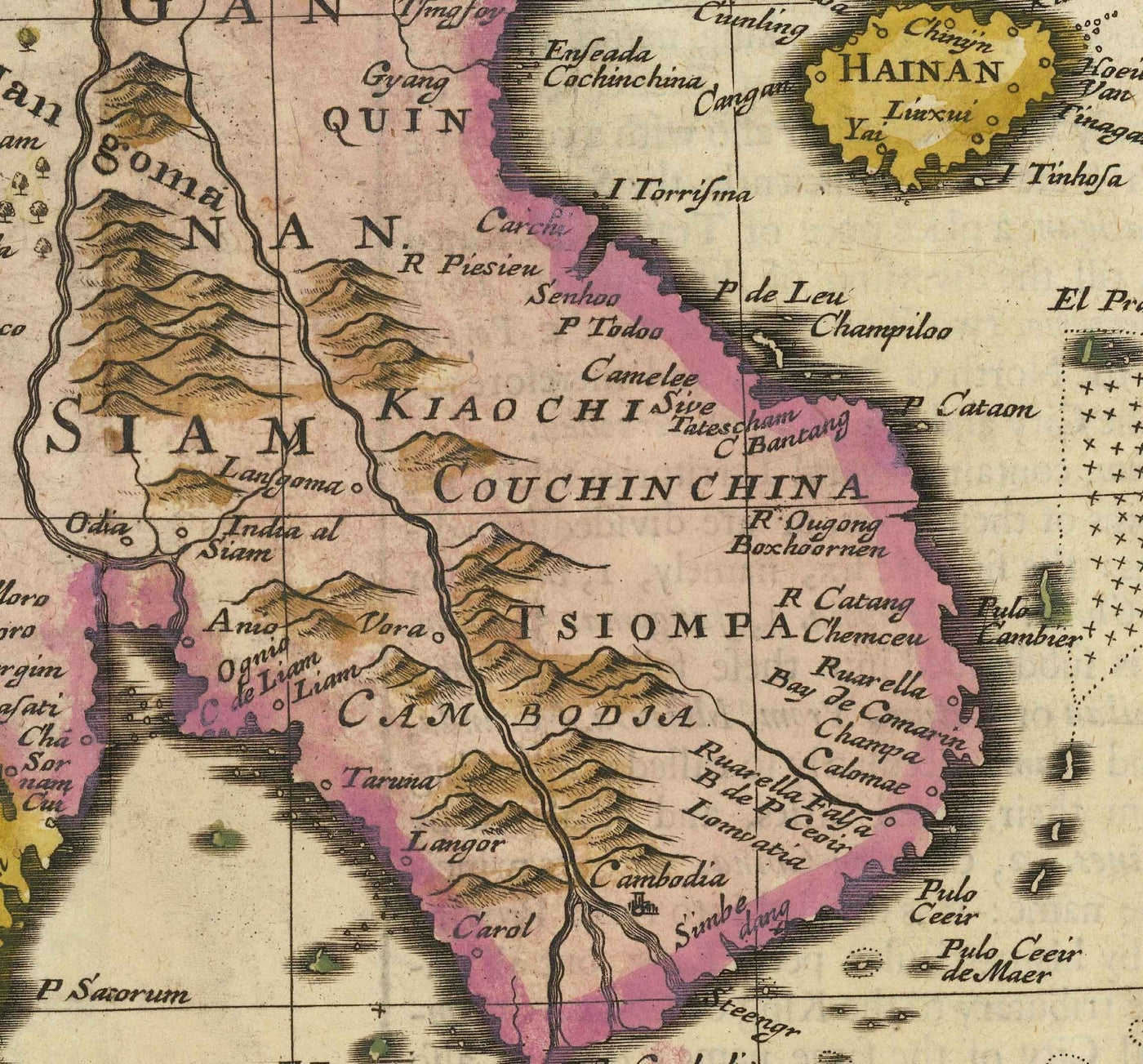 Antiguo mapa de la India y el Sudeste Asiático, 1676 por John Speed - Pakistán, Tailandia, China, Indonesia, Taiwán