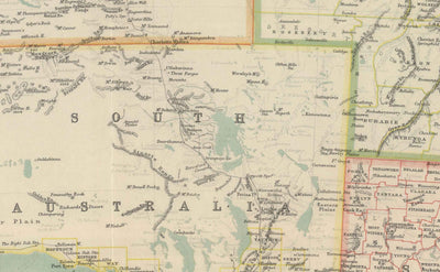 Mapa antiguo de Australia, 1911 por Johnston - NSW, Sydney, Queensland, Brisbane, Melbourne, Adelaide, Perth, Hobart