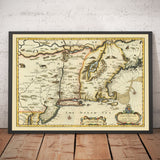 Old Map of New York & New England, 1676 by John Speed - East Coast US, New Jersey, Massachusetts, British Colonies