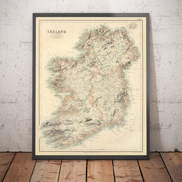 Mapa antiguo de Irlanda en 1872 - Rare, atractivo en color mapa de A. fullarton & co