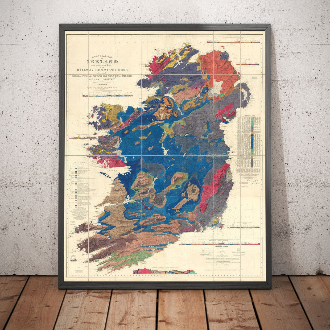 Grande carte géologique ancienne de l'Irlande, 1837 par Richard John Griffith pour les commissaires aux chemins de fer