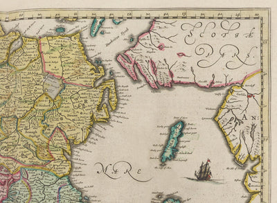 Ancienne carte d'Irlande, Hibernia en 1654 par Joan Blaaueu de Theatrum Orbis Terrarum Sive Atlas Novus - British Isles