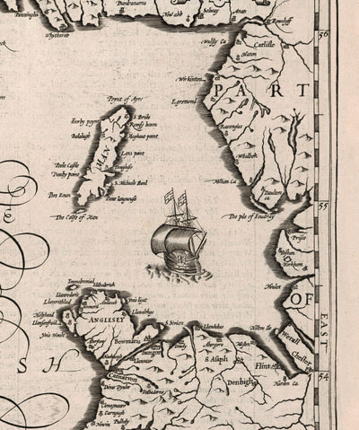 Alte Karte von Irland, Éireann 1611 von John Speed ​​- Monochrome antike Vintage-Karte