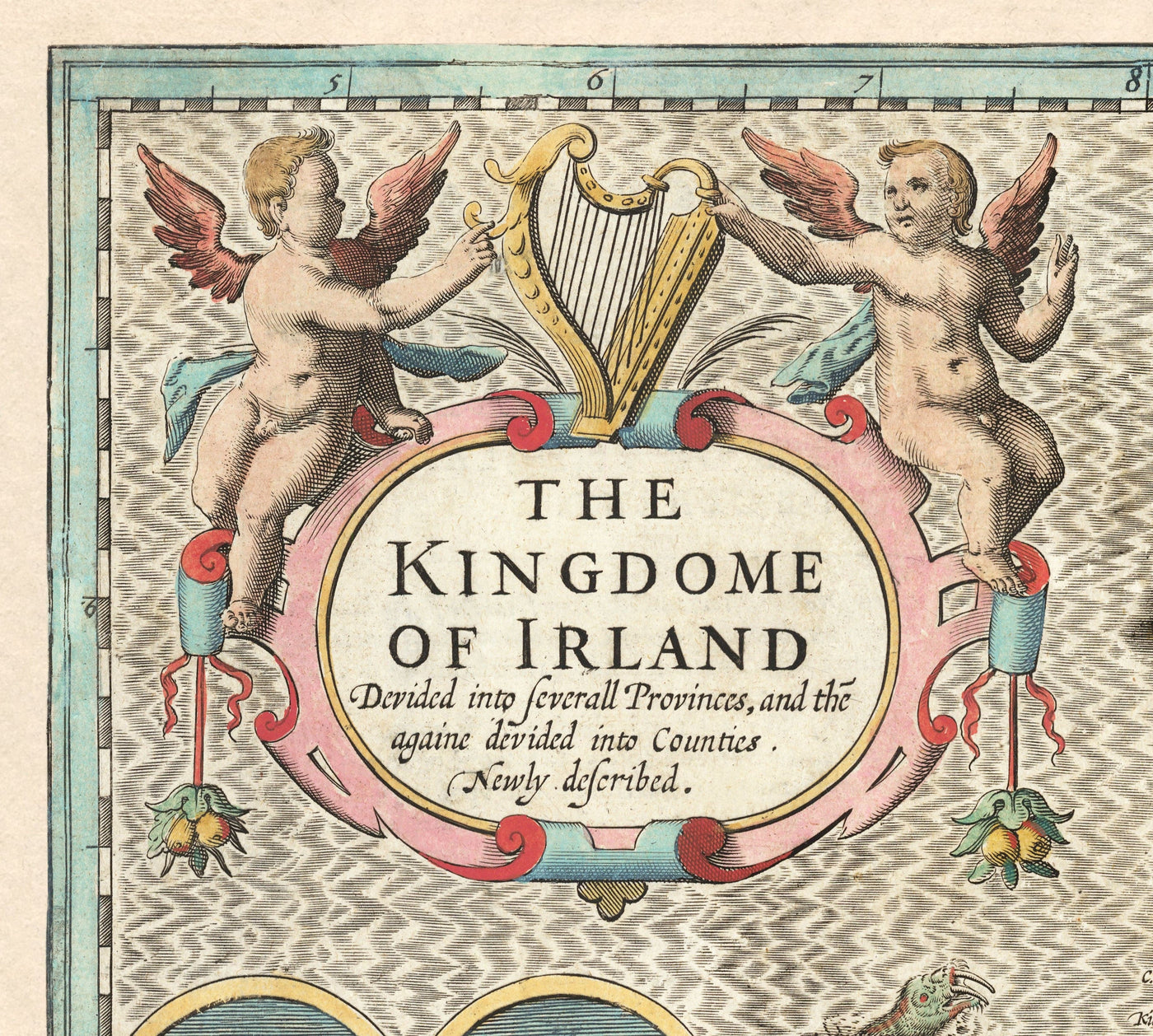 Ancienne carte d'Irlande, Éireann 1611 par John Vitesse - Belle carte vintage antique