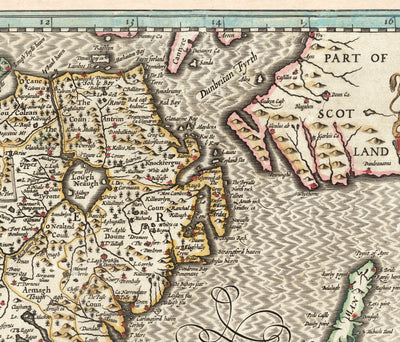 Alte Karte von Irland, Éireann 1611 von John Speed ​​- Schöne antike Vintage-Karte