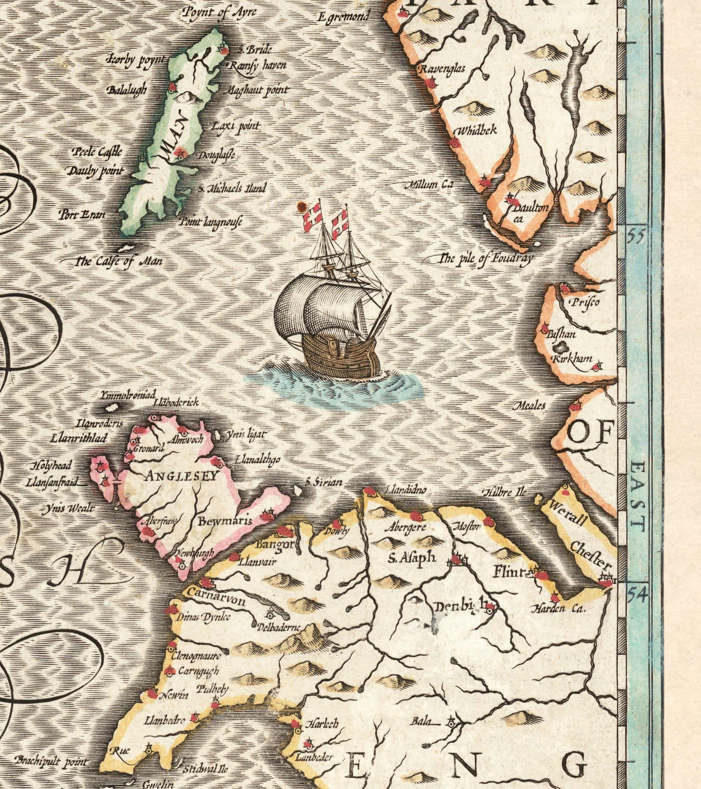 Ancienne carte d'Irlande, Éireann 1611 par John Vitesse - Belle carte vintage antique