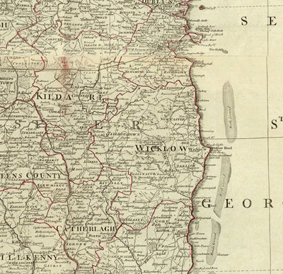 Ancienne carte d'Irlande en 1790 par John Rocque - Rare Grand tableau mural