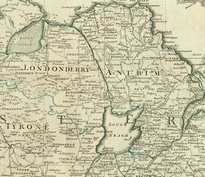 Alte Karte von Irland 1790 von John Rocque - Seltene große Wandkarte
