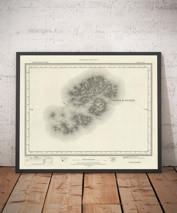Antica mappa delle Isole Scilly, 1896 - St Mary, Martin, Agnes, Tresco, Bryher e altre isole 