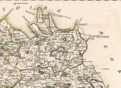 Antiguo mapa de Wiltshire en 1801 por John Cary - Swindon, Salisbury, Marlborough, Stonehenge, Trowbridge