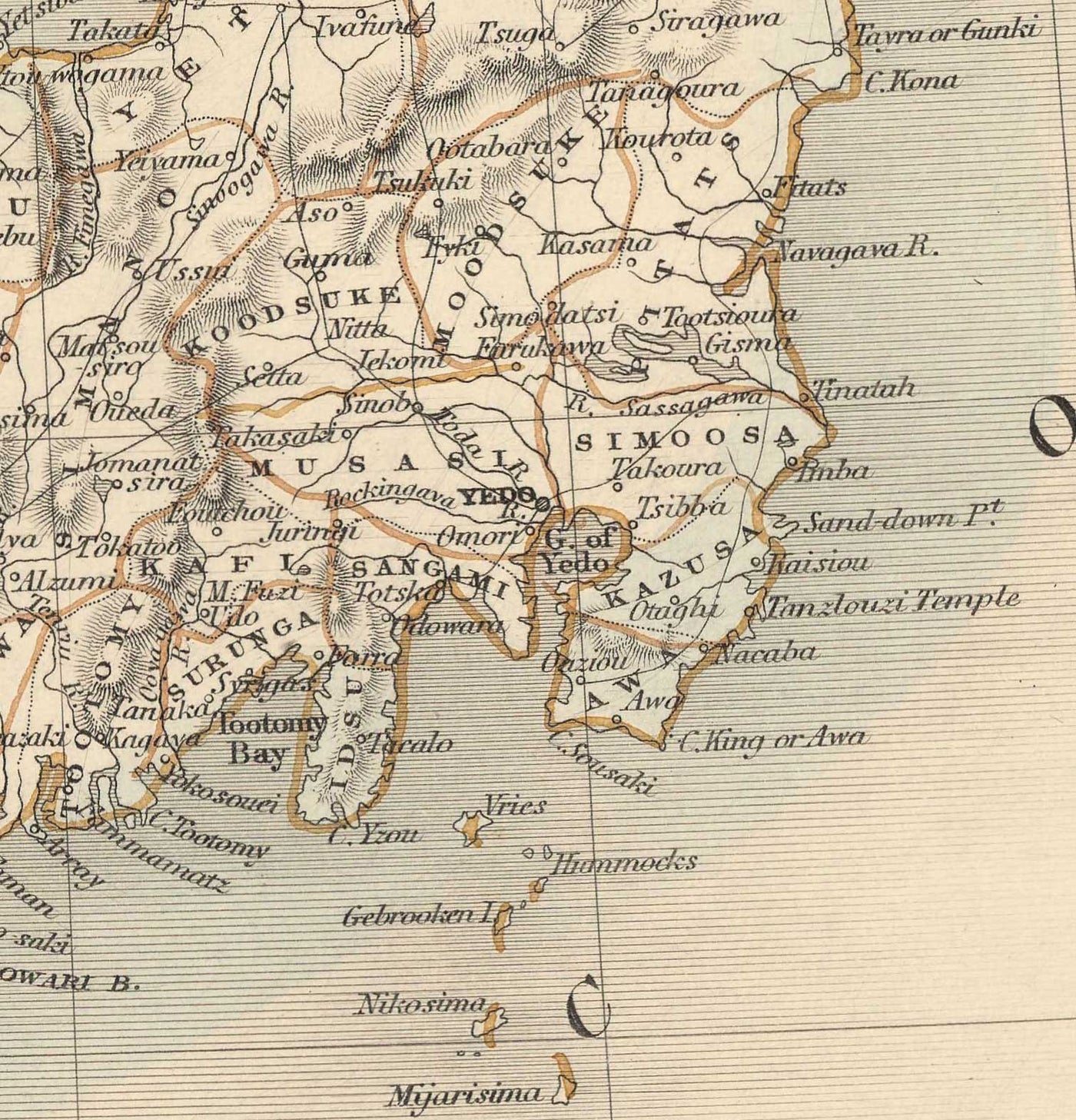Ancienne carte du Japon et de la Corée, 1851 par Tallis et Rapkin - Kyushu, Honshu, Shikoku, Hokkaido, Tokyo, Séoul