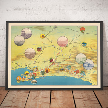 Occupazione del Giappone della costa manciù della Cina, 1938 - Vecchia mappa illustrata del Nordest della Cina 