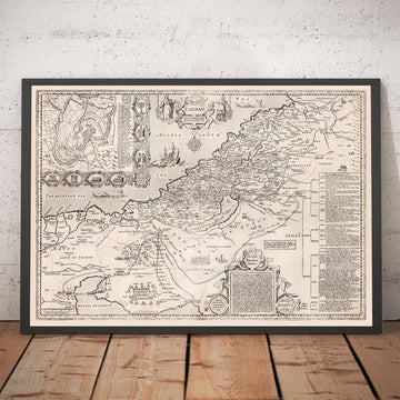 Antica mappa di Canaan, Israele, nel 1627 di John Speed - Gerusalemme, Levante, Palestina, Medio Oriente - Mosè e mappa della Bibbia 