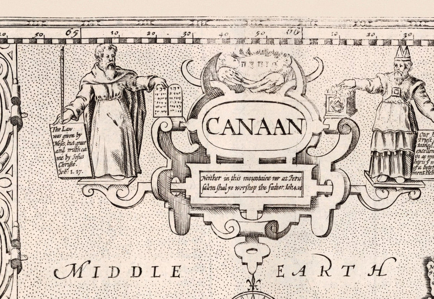 Alte Karte von Kanaan, Israel, 1627 von John Speed ​​- Jerusalem, Levant, Palästina, Naherosten - Moses & Bible Chart