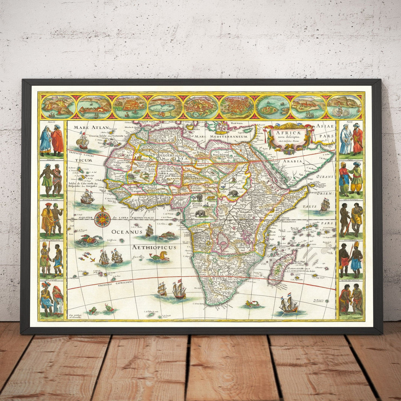 Mapa antiguo de África por Johannes Blaeu, 1635 - Rare Atlas Colonial Continent Mapa