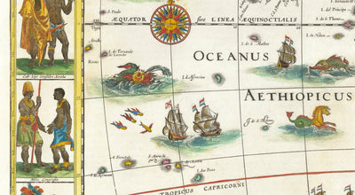 Ancienne carte de l'Afrique par Johannes Blaaueu, 1635 - Carte du continent colonial de rare Atlas