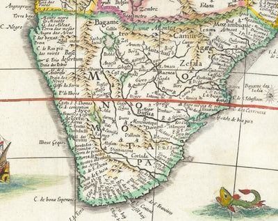 Ancienne carte de l'Afrique par Johannes Blaaueu, 1635 - Carte du continent colonial de rare Atlas
