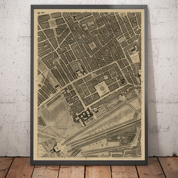 Ancienne carte de Londres, 1746 par John Rocque - B2 - Buckingham Palace, Soho, Westminster, Mayfair, Piccadilly, Green Park, Régents Street